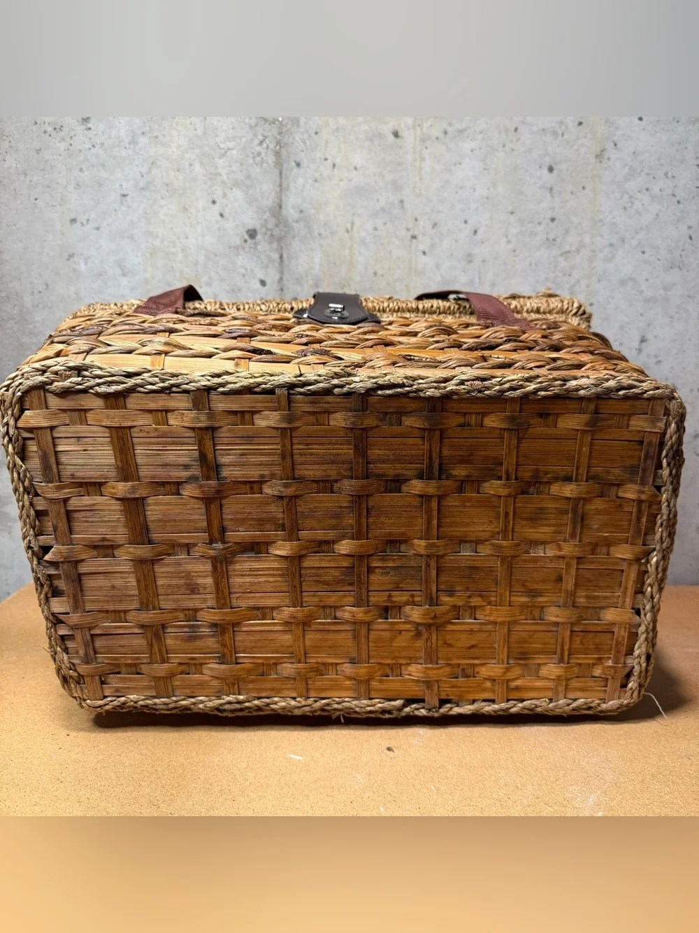 Vintage Wicker Picnic Basket- Isolated